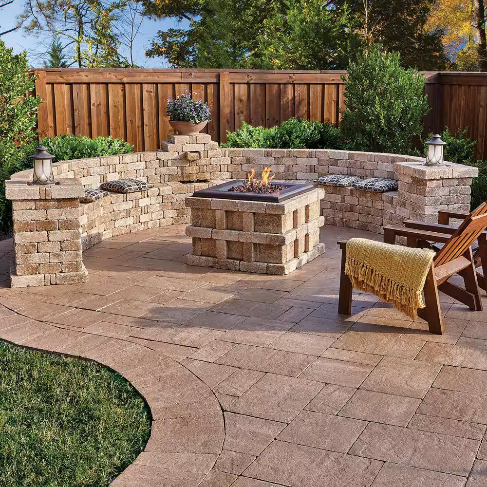 Rumblestone 174.5 In. W X 31.5 In. H X 105.75 In. L Large Curved Concrete Bench Kit in Sierra Blend