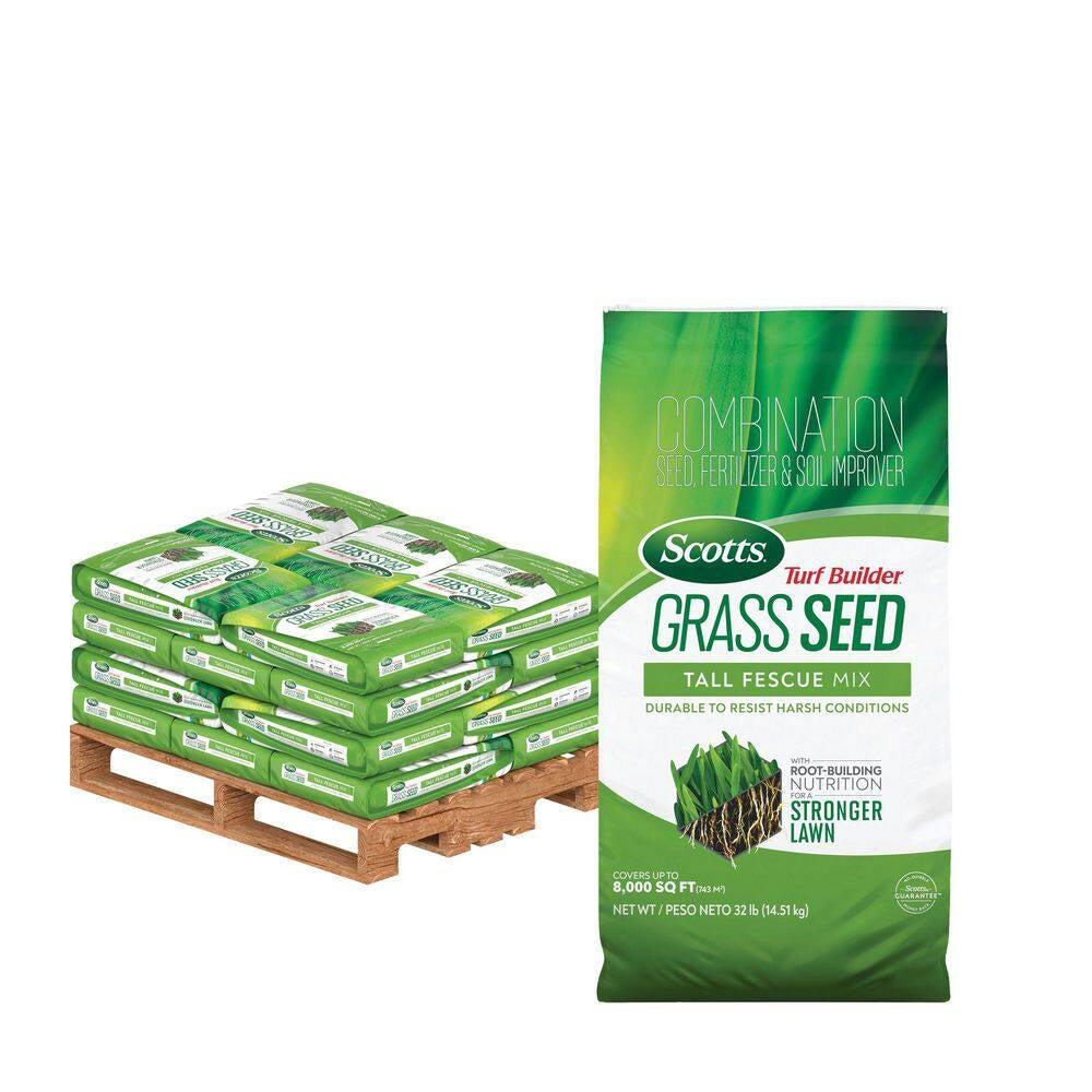 Turf Builder Grass Seed Tall Fescue Mix Bulk Pallet 640 Lbs. with Fertilizer, Soil Improver (Pallet of 20 32 Lb. Bags)