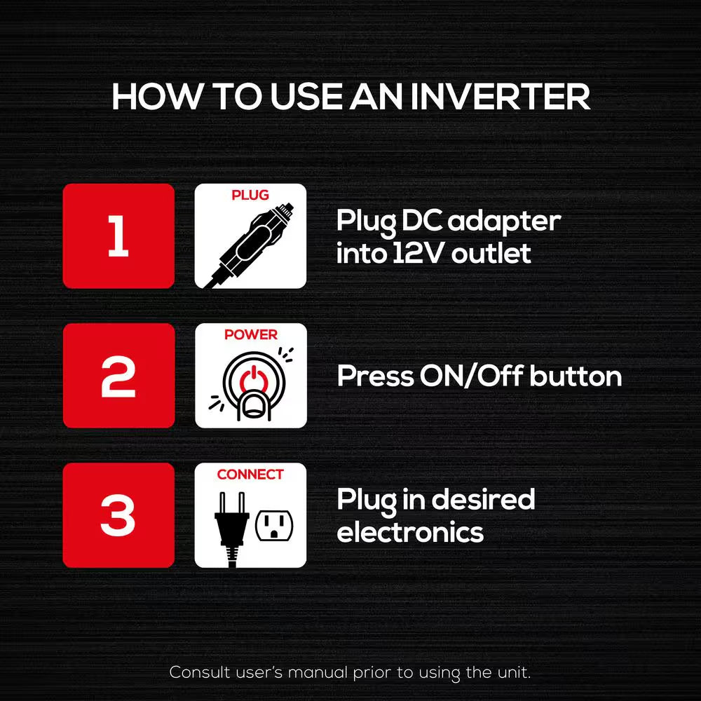 500 Watt Power Inverter, Dual Power Inverter, Two USB Charging Ports