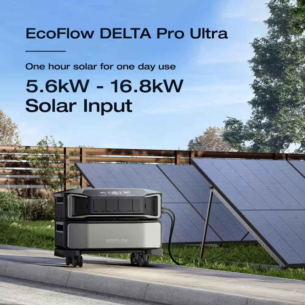 Battery Generator Delta Pro Ultra 6144Wh LFP Power Station with 400W Solar Panel, 7200W Output, Push-Button