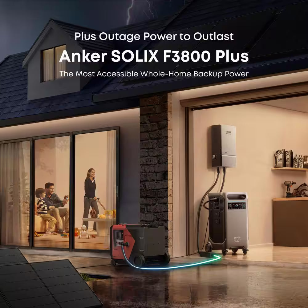 SOLIX F3800 plus 6,000W 7,680Wh Solar Power Solution W/ 1 Expansion Battery and 6 410W Rigid Solar Panels, Push-Button