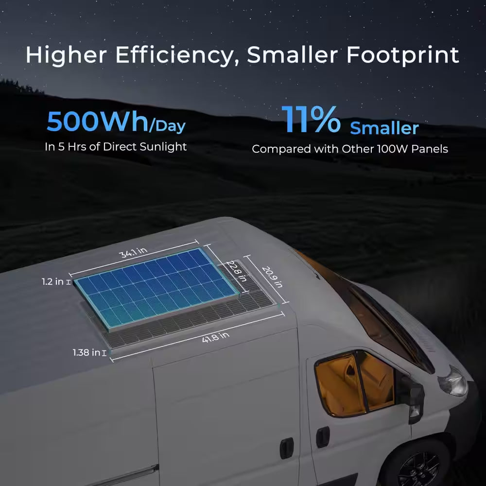 100-Watt 12V Monocrystalline Solar Panel Back-Up Power PV Module for Rv/Boat/Caravan Battery Off-Grid System