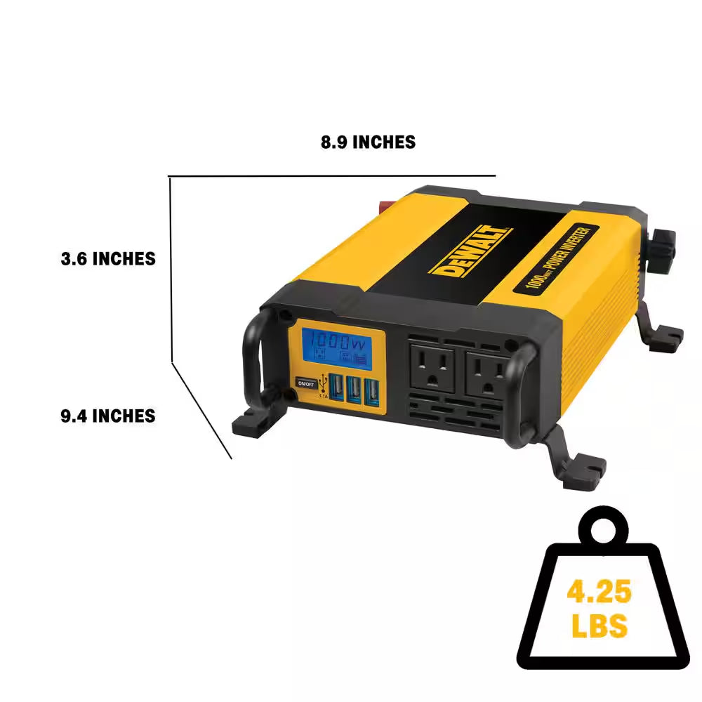 1000-Watt Portable Car Power Inverter with Triple USB Ports