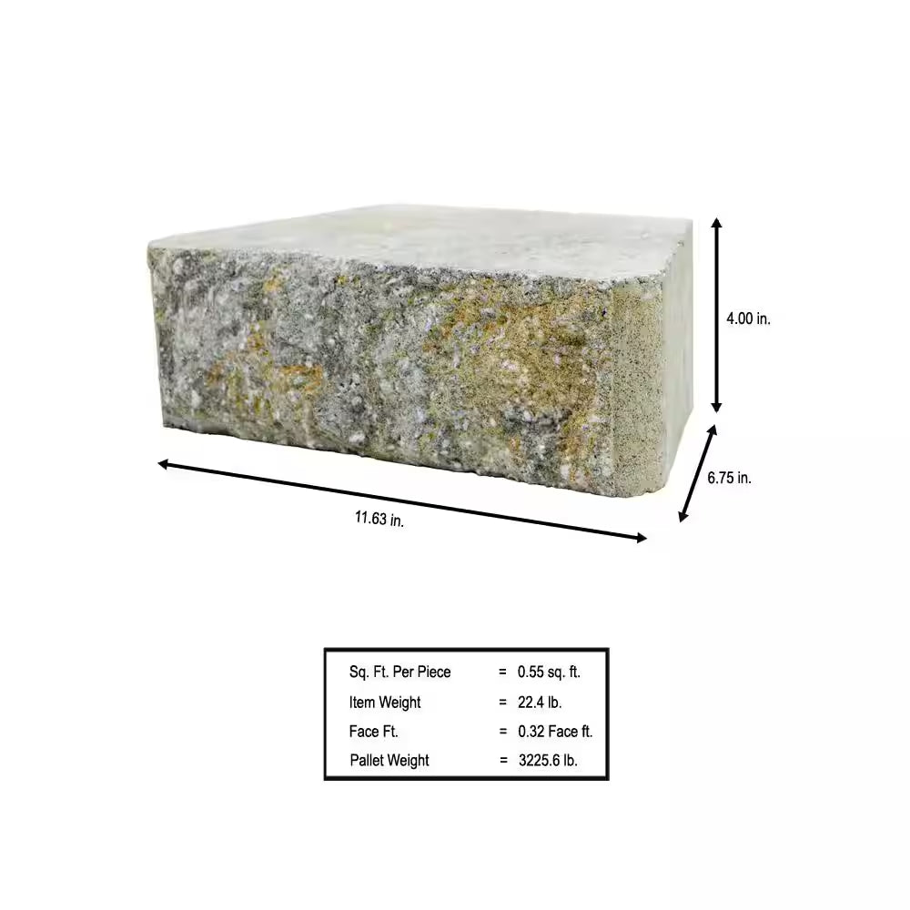 Rockwall Small 4 In. X 11.75 In. X 6.75 In. Yukon Concrete Retaining Wall Block (144 Pcs. / 46.5 Sq. Ft. / Pallet)