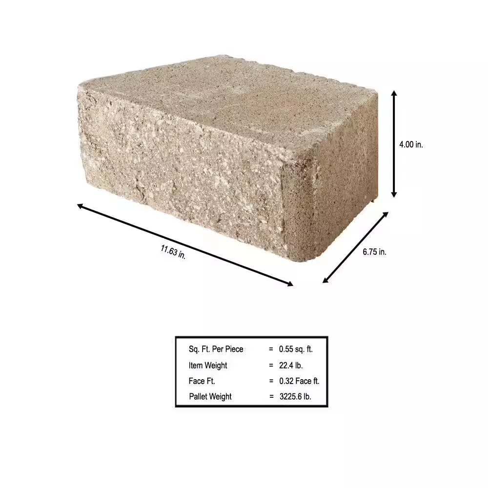 Rockwall Small 4 In. X 11.75 In. X 6.75 In. Pecan Concrete Retaining Wall Block (144 Pcs. / 46.5 Sq. Ft. / Pallet)