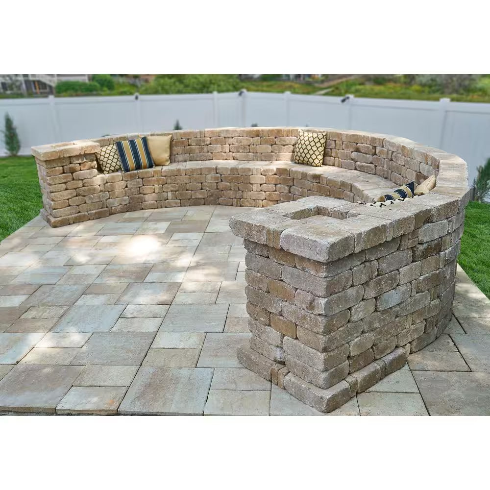 Rumblestone 174.5 In. W X 31.5 In. H X 105.75 In. L Large Curved Concrete Bench Kit in Sierra Blend
