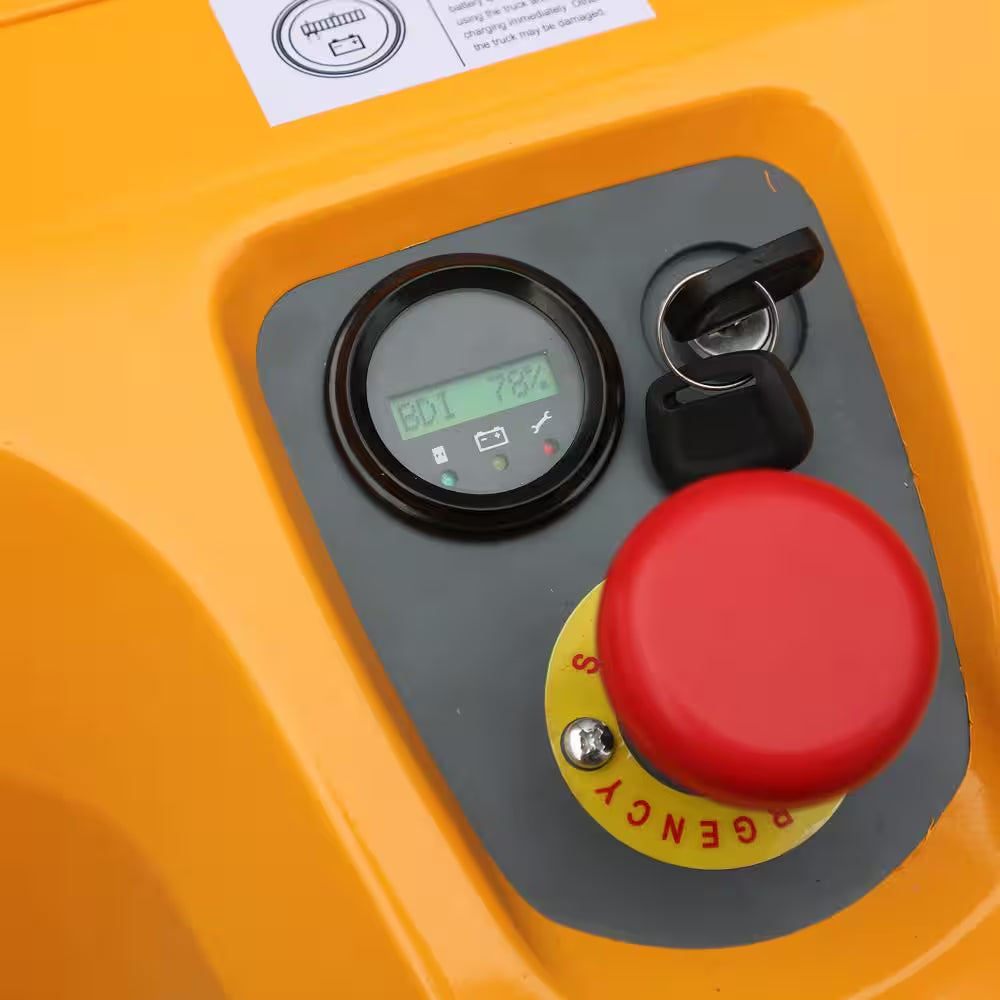 220 In. Lift Height 3300 Lbs. Curtis Control Full Electric Pallet Stacker Straddle Walkie Forklift 24V/200AH GEL Battery