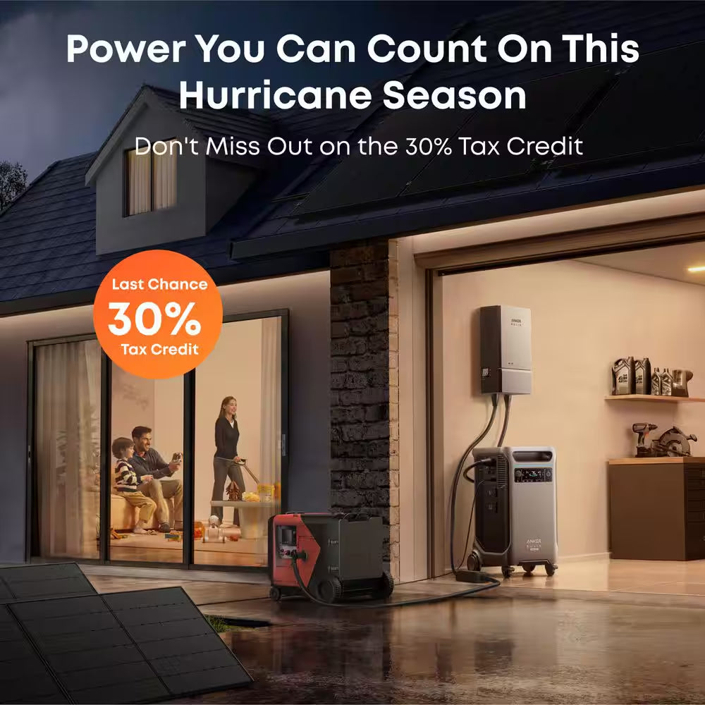 SOLIX F3800 plus 6,000W 7,680Wh Solar Power Solution W/ 1 Expansion Battery and 6 410W Rigid Solar Panels, Push-Button