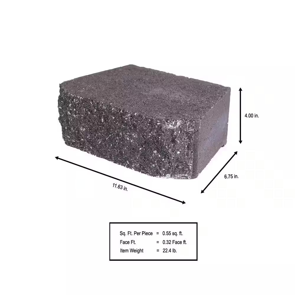 4 In. H X 11.63 In. W X 6.75 In. D Charcoal Retaining Wall Block (144-Pieces/46.6 Sq. Ft. /Pallet)