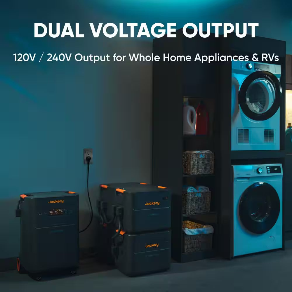 7200W/14400W Peak Solar Generator 5000 plus Push Button Start W/ Extra Battery Pack and 2Pcs 500-Watt, Whole-Home Backup