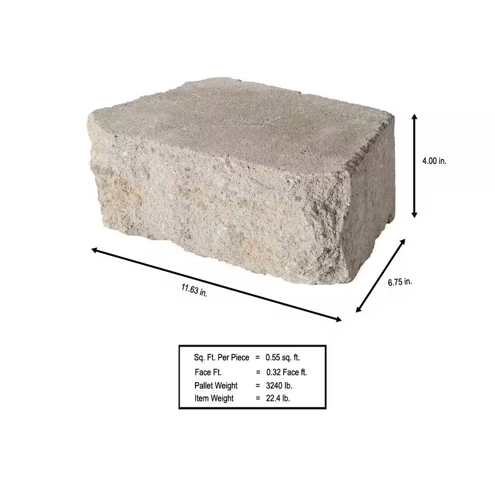 4 In. X 11.75 In. X 6.75 In. Fieldstone Concrete Retaining Wall Block (144 Pcs. / 46.5 Sq. Ft. / Pallet)