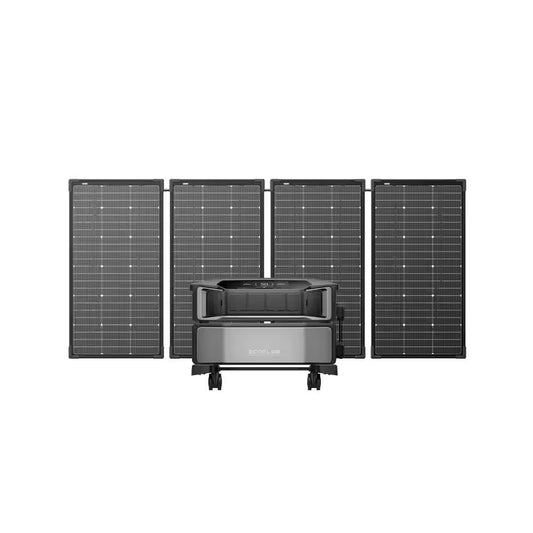 Battery Generator Delta Pro Ultra 6144Wh Push-Button Power Station W/ 4 X 125W Bifacial Modular Solar Panel 7200W Output