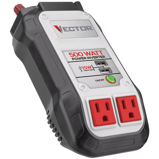 500 Watt Power Inverter, Dual Power Inverter, Two USB Charging Ports